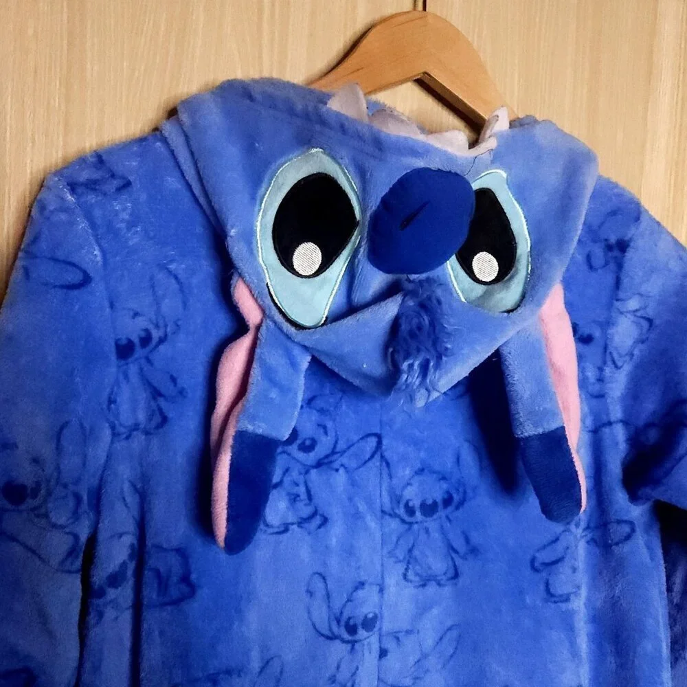 Disney Lilo & Stitch Blue Adult One Piece Pajamas Medium - Picture 3 of 8